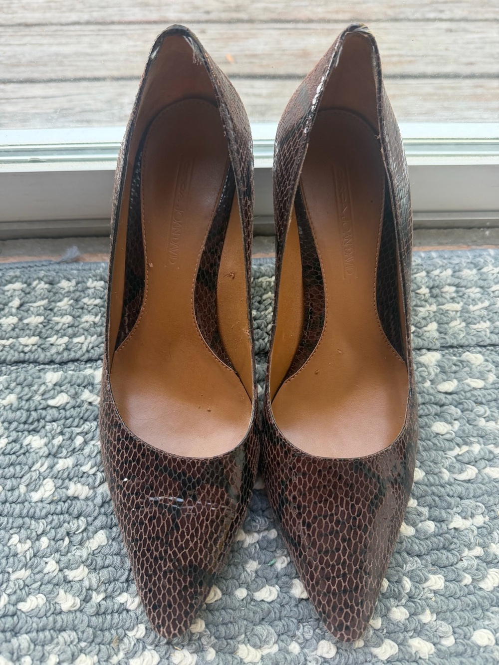 CIRCA Joan & David Brown Snakeskin Pointed-Toe Women's Pumps
